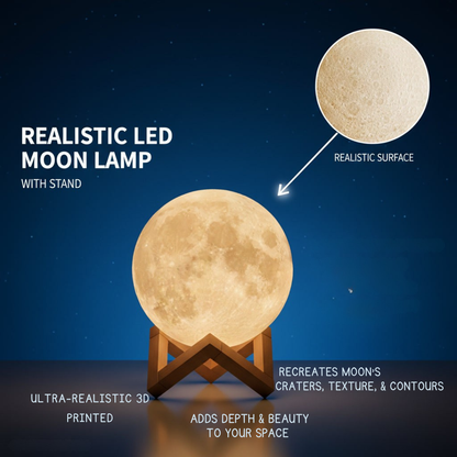 Moonglow Realistic LED Moon Lamp with Stand.