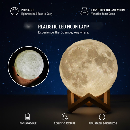 Moonglow Realistic LED Moon Lamp with Stand.
