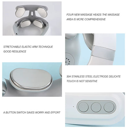 Cervical Massager 16 Modes USB Smart Pulse Heating 4 Neck Massager for Neck Tension Neck Massager Vibrator Heating Massager