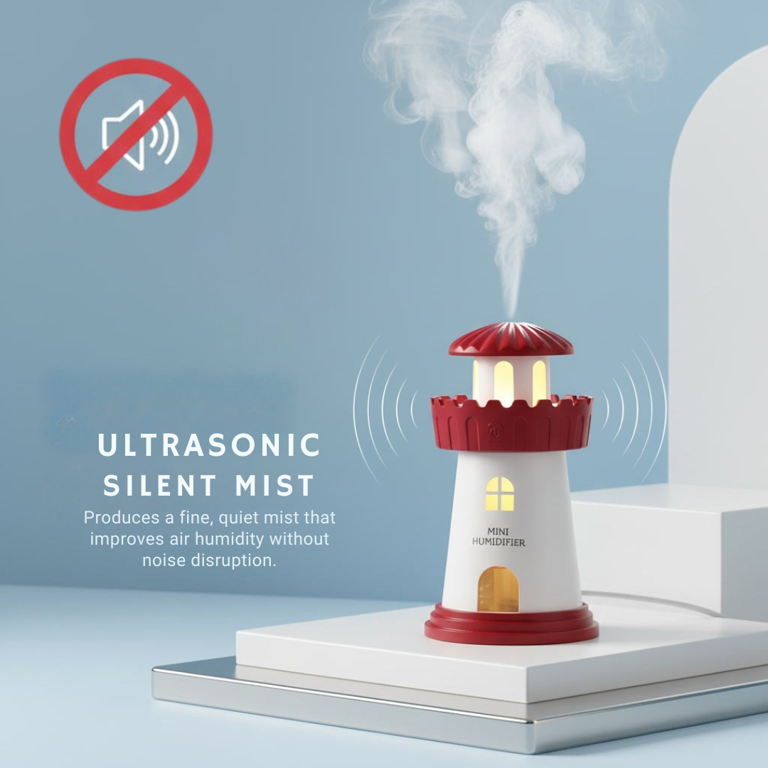 Lighthouse Mini Humidifier – Ultrasonic USB Air Purifier & Night Light