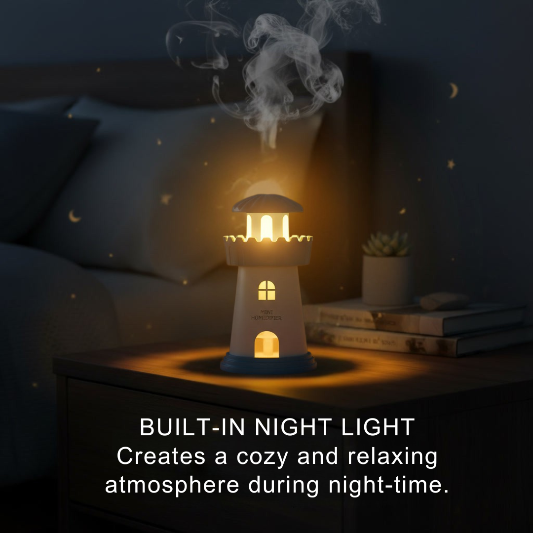 Lighthouse Mini Humidifier – Ultrasonic USB Air Purifier & Night Light